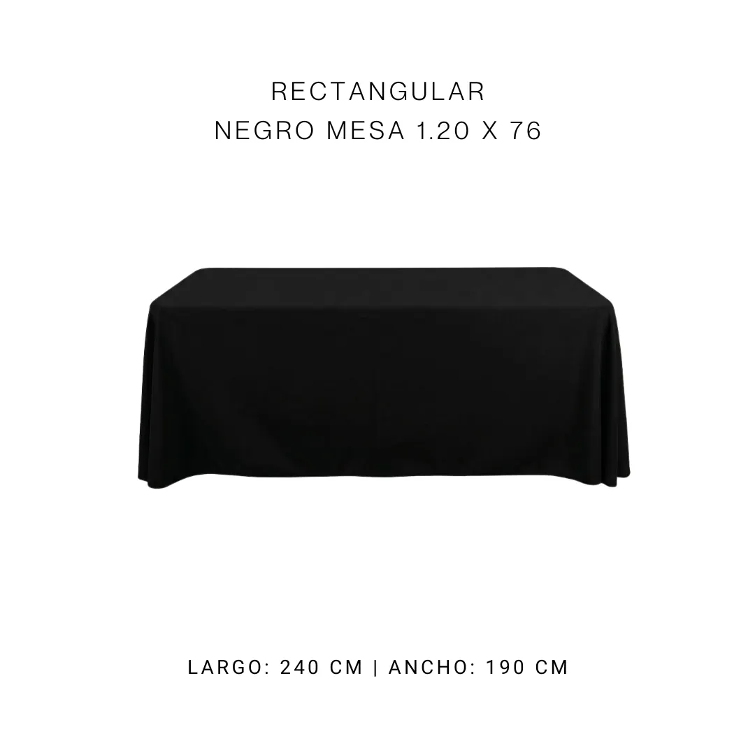 Mantel faldón negro 120 x 76 cm — alquiler en Bogotá